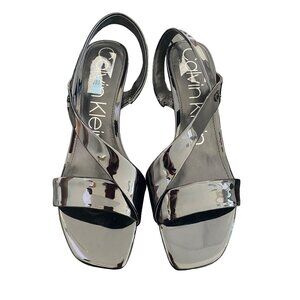 Calvin Klein Women's Honor Strap Dress Sandals NWD Size 9.5M Black Patent
